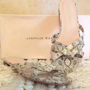 Loeffler Randall 8.5 Leather Snake Embossed Gold Metallic Floor Sample